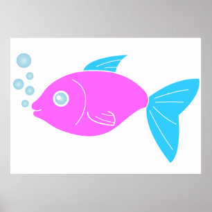Rosa, lustiger Fisch Poster