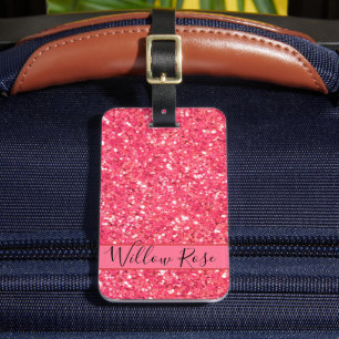 Rosa, lustiger, funkelnder Glitter-Muster, Geschen Gepäckanhänger