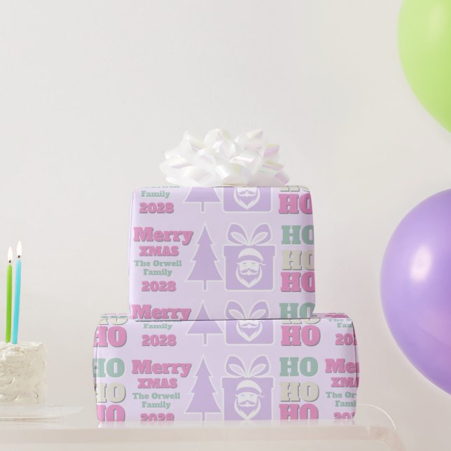 Rosa lustiges HO HO HO Weihnachten Fettgedruckter  Geschenkpapier (Partygeschenke)