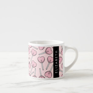 Rosa Lutscher, Herz-Lutscher, Lolly, Ihr Name Espressotasse