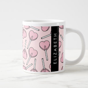 Rosa Lutscher, Herz-Lutscher, Lolly, Ihr Name Jumbo-Tasse