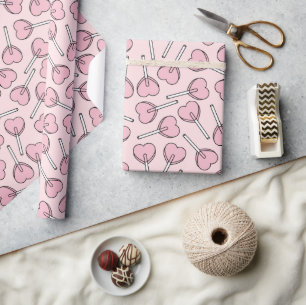 Rosa Lutscher, Herz-Lutscher, Lutscher-Muster Geschenkpapier