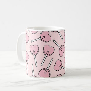 Rosa Lutscher, Herz-Lutscher, Lutscher-Muster Kaffeetasse