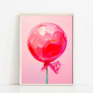 Rosa Lutscher Pop Art Moderne Süßigkeiten Stillebe Poster