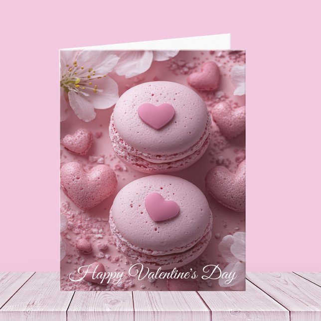 Rosa Macarones mit HerzValentinismus Gruß Karte (Von Creator hochgeladen)