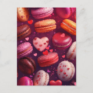 Rosa Macarons-Herzen-Design Valentinstag-Karte  Postkarte
