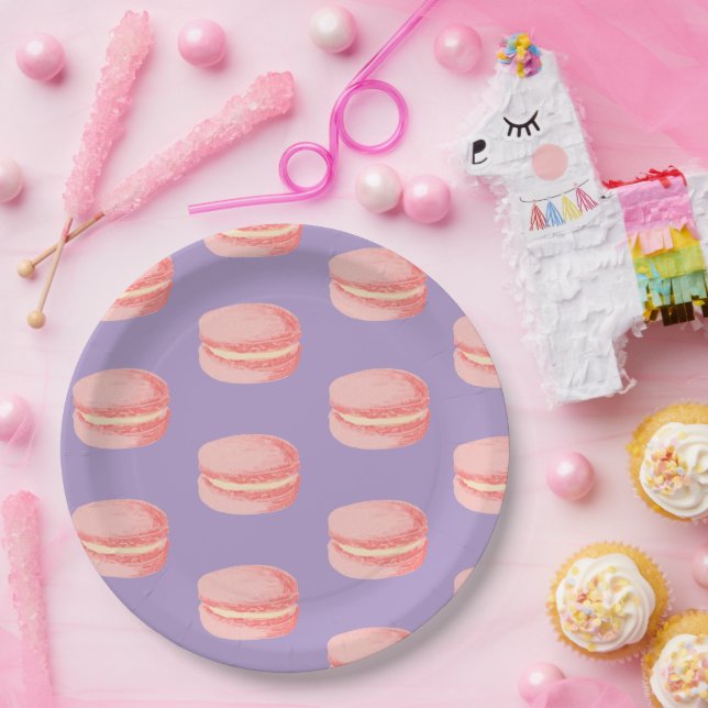 Rosa Macarons Pappteller (Party)