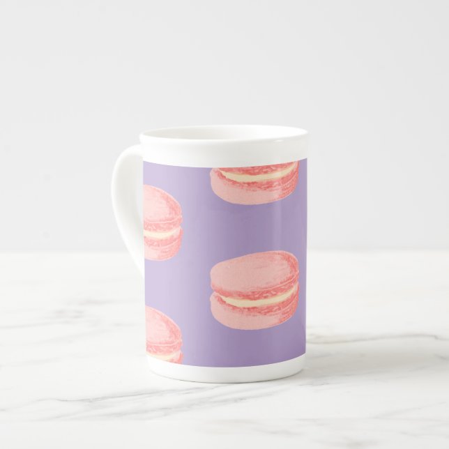 Rosa Macarons Prozellantasse (Vorderseite Links)