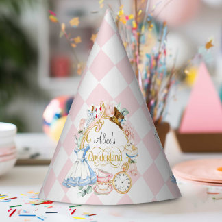 Rosa, Mädchen 1. Geburtstag, Alice Onderland Partyhütchen