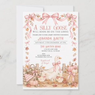 Rosa Mädchen Alberne Gans Baby Shower Gingham Einladung