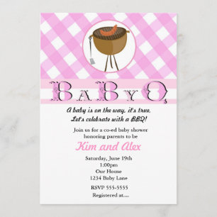 Rosa Mädchen-Baby-Party BBQ BabyQ Sommer-Einladung Einladung