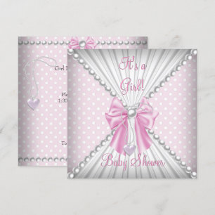 Rosa Mädchen-Baby-Party Perl-Polka-Punkte Einladung