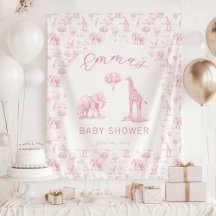 Rosa Mädchen Baby Shower Banner Safari Toilette