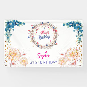 Rosa Mädchen Begrüßung florfarbenes Aquarell Gebur Banner