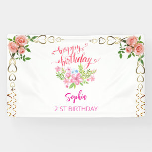 Rosa Mädchen Begrüßung florfarbenes Aquarell Gebur Banner