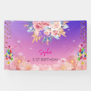Rosa Mädchen Begrüßung florfarbenes Aquarell Gebur Banner