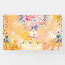 Rosa Mädchen Begrüßung florfarbenes Aquarell Gebur Banner