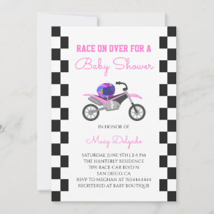 Rosa Mädchen Dirt Bike Baby Shower Einladung