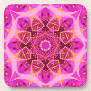 Rosa Mädchen Entzücken Mandala Kunst: Set von Sech Getränkeuntersetzer