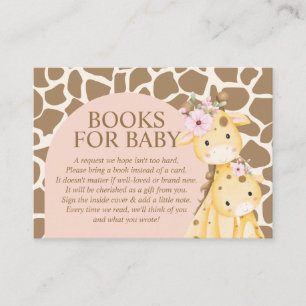 Rosa Mädchen-Giraffen-Bücher für Baby-Beilagekarte Begleitkarte