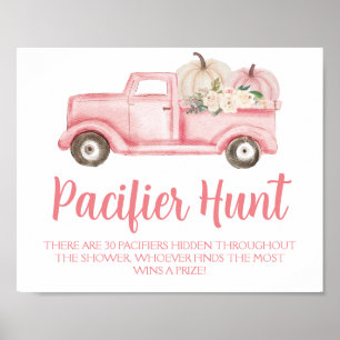 Rosa Mädchen-Kürbis-Schnuller-Jagd-Baby-Shower-Spi Poster