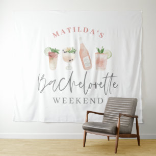 Rosa Mädchen modernes Getränk Junggesellinnenabsch Wandteppich