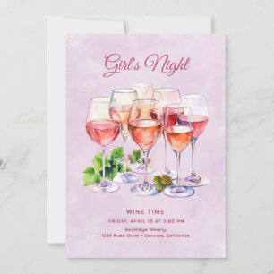 Rosa Mädchen Nacht Wein  Einladung