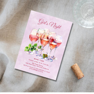 Rosa Mädchen Nacht Wein  Einladung