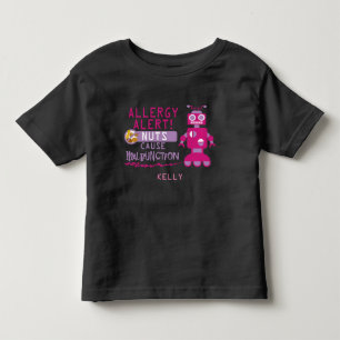 Rosa Mädchen Roboter Nuss-Allergie-Alarm-Shirt Kleinkind T-shirt