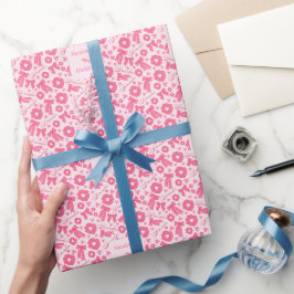 Rosa Mädchen-Schals-Muster Süßes Haar-Accessoire Geschenkpapier
