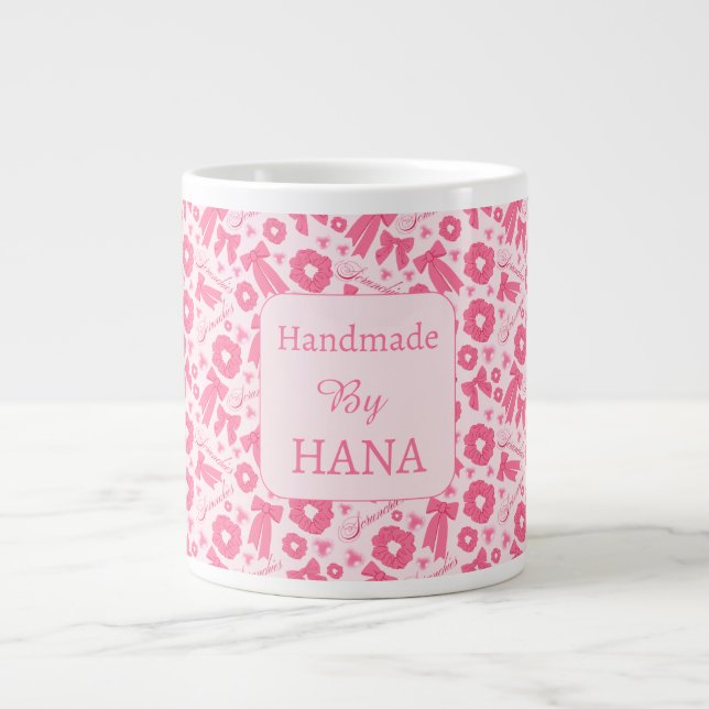 Rosa Mädchen-Schals-Muster Süßes Haar-Accessoire  Jumbo-Tasse (Vorderseite)
