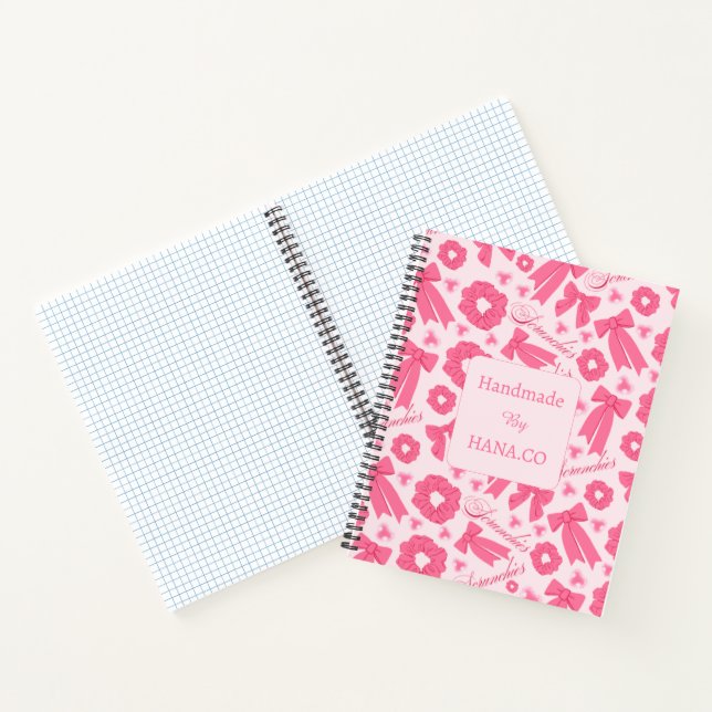 Rosa Mädchen-Schals-Muster Süßes Haar-Accessoire  Notizbuch (Innenseite)