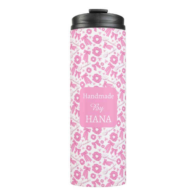 Rosa Mädchen-Schals-Muster Süßes Haar-Accessoire  Thermosbecher (Vorderseite)