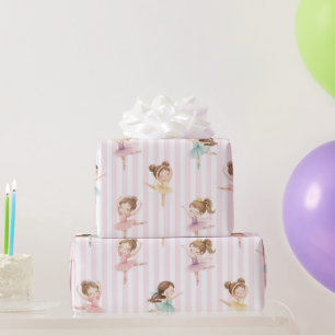 Rosa Mädchen Schleife Tutu Ballerina Geburtstag Geschenkpapier