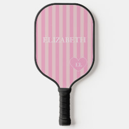 Rosa Mädchen-Streifen-Name und Initiale Pickleball Schläger