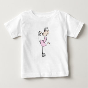 Rosa Mädchen-Strichmännchen-Eis-Skater Baby T-shirt