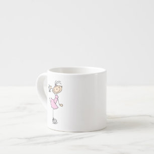 Rosa Mädchen-Strichmännchen-Eiskunstläuferin Espressotasse
