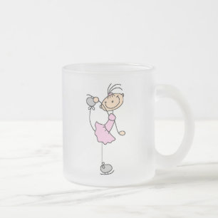 Rosa Mädchen-Strichmännchen-Eiskunstläuferin Mattglastasse