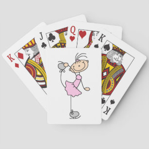 Rosa Mädchen-Strichmännchen-Eiskunstläuferin Spielkarten