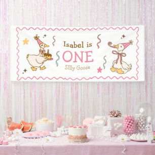 Rosa Mädchen Süßeste alberne Gans 1. Geburtstagsba Banner