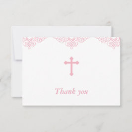 Rosa Mädchen-Taufe/Taufe danken Ihnen Dankeskarte