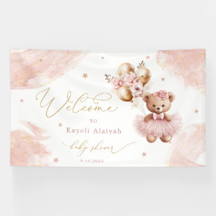 Rosa Mädchen-Teddybär-Baby-Shower-Willkommen Banner