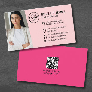 Rosa Mädchenhaft QR-Code Foto-Logo Visitenkarte