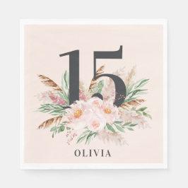 Rosa mädchenhafte Aquarellblüte Eleganter Geburtst Serviette