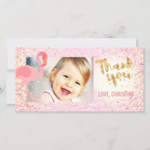 Rosa mädchenhafte Flamingo tropische Dankeschön Dankeskarte