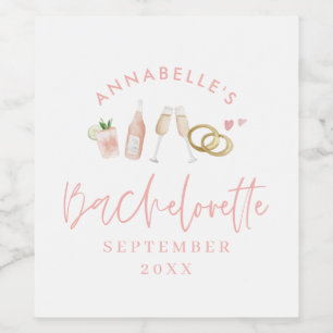 Rosa mädchenhafte Moderne Sparkling Bachelorette s Weinetikett