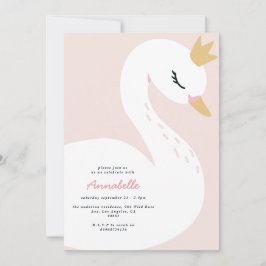 Rosa, mädchenhaftes Foto, schöne Schwanenkinder Einladung