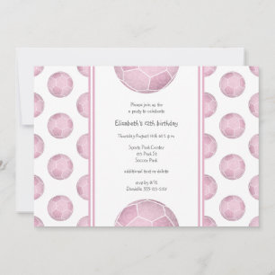 rosa Mädels Fußball-Geburtstag oder Party Einladung