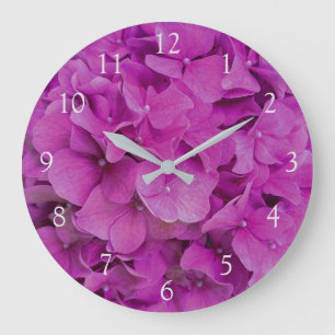 Rosa Magenta-Hydrangeas-Rose Große Wanduhr