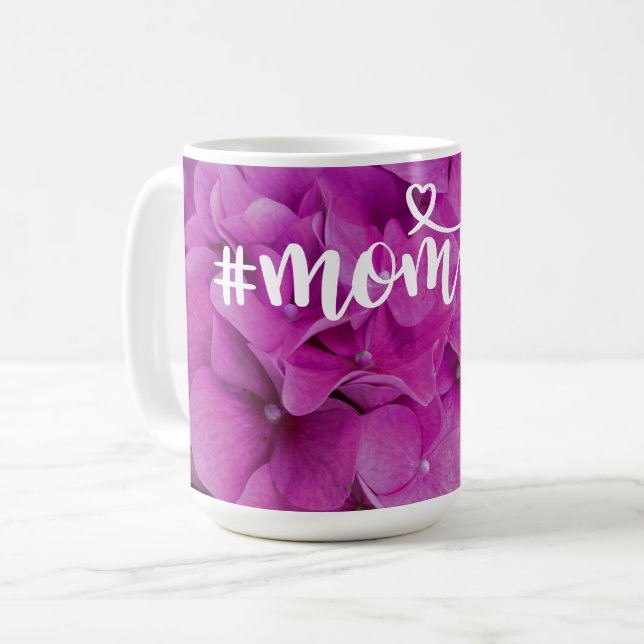 Rosa Magenta-Hydrangeas-Rose Kaffeetasse (Vorderseite Links)